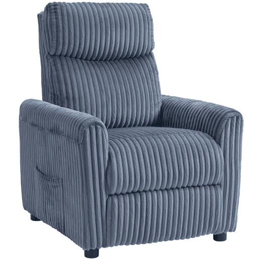 HOMCOM Poltrona Relax Reclinável Poltrona Reclinável Manual Estofada em Veludo Instalação Rápida Apoio para Pés Acolchoamento Grosso Para Sala de Estar Quarto Escritório 73x86x100 cm Azul Escuro