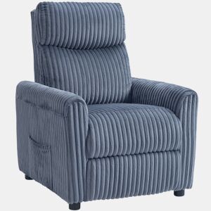 HOMCOM Poltrona Relax Reclinável Poltrona Reclinável Manual Estofada em Veludo Instalação Rápida Apoio para Pés Acolchoamento Grosso Para Sala de Estar Quarto Escritório 73x86x100 cm Azul Escuro