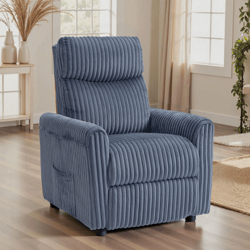 HOMCOM Poltrona Relax Reclinável Poltrona Reclinável Manual Estofada em Veludo Instalação Rápida Apoio para Pés Acolchoamento Grosso Para Sala de Estar Quarto Escritório 73x86x100 cm Azul Escuro
