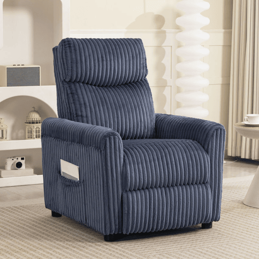 HOMCOM Poltrona Relax Reclinável Poltrona Reclinável Manual Estofada em Veludo Instalação Rápida Apoio para Pés Acolchoamento Grosso Para Sala de Estar Quarto Escritório 73x86x100 cm Azul Escuro