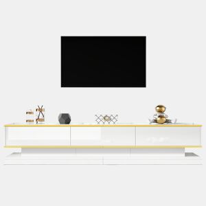 Móvel de TV 200 cm de painel de partículas com 3 gavetas,branco