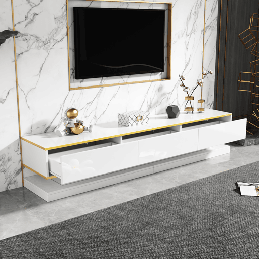 Móvel de TV 200 cm de painel de partículas com 3 gavetas,branco