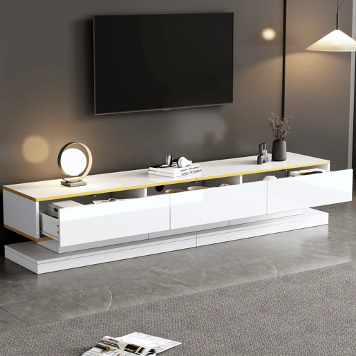 Móvel de TV 200 cm de painel de partículas com 3 gavetas,branco
