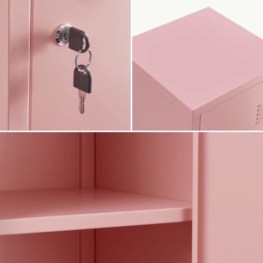 Cacifo individual Kurikka com 2 prateleiras metal 137x38x38 cm Rosa en.casa