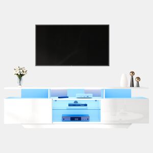 Móvel de TV 160 cm de mdf com 2 portas e luz led,branco