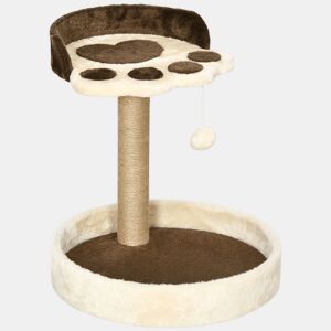 PawHut Arranhador para Gatos Altura 44 cm Torre de Escalada com 2 Camas Poste de Juta Brinquedo Pendurado Ø41x44 cm Marrom