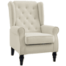HOMCOM Poltrona de Sala de Estar Poltrona Moderna para Dormitório com Pés de Madeira Poltrona Individual Carga 160 kg para Escritório 74x86x102 cm Creme
