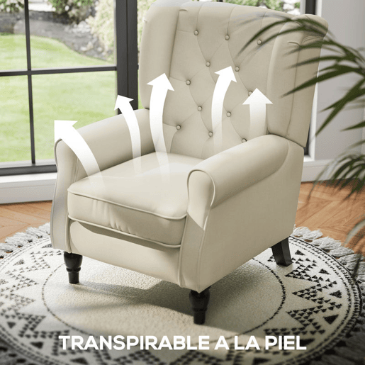 HOMCOM Poltrona de Sala de Estar Poltrona Moderna para Dormitório com Pés de Madeira Poltrona Individual Carga 160 kg para Escritório 74x86x102 cm Creme