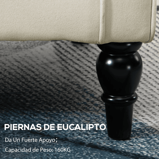 HOMCOM Poltrona de Sala de Estar Poltrona Moderna para Dormitório com Pés de Madeira Poltrona Individual Carga 160 kg para Escritório 74x86x102 cm Creme