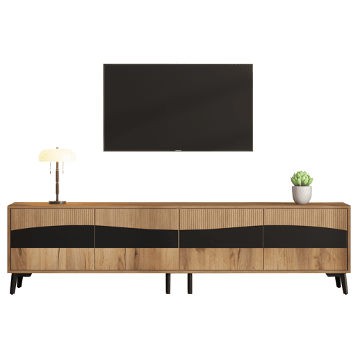 Móvel de TV 180 cm de painel de partículas com 4 portas,natural