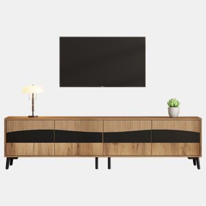 Móvel de TV 180 cm de painel de partículas com 4 portas,natural