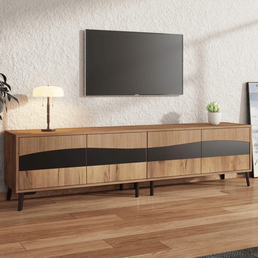 Móvel de TV 180 cm de painel de partículas com 4 portas,natural
