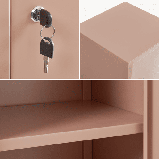 Cacifo individual Kurikka com 2 prateleiras metal 137x38x38 cm Castanho claro en.casa