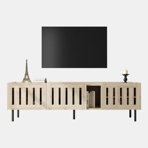 Móvel de TV 160 cm de mdf com 3 portas,madeira clara
