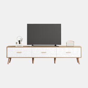 Móvel de TV 150 cm de painel de partículas com 3 gavetas,natural+branco
