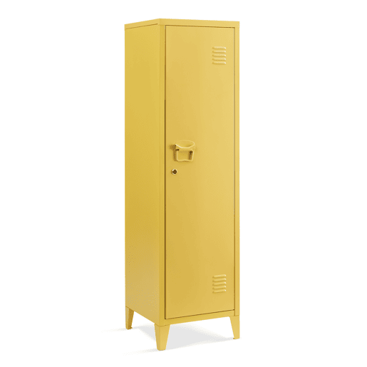 Cacifo individual Kurikka com 2 prateleiras metal 137x38x38 cm Amarelo en.casa
