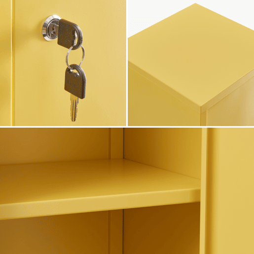 Cacifo individual Kurikka com 2 prateleiras metal 137x38x38 cm Amarelo en.casa