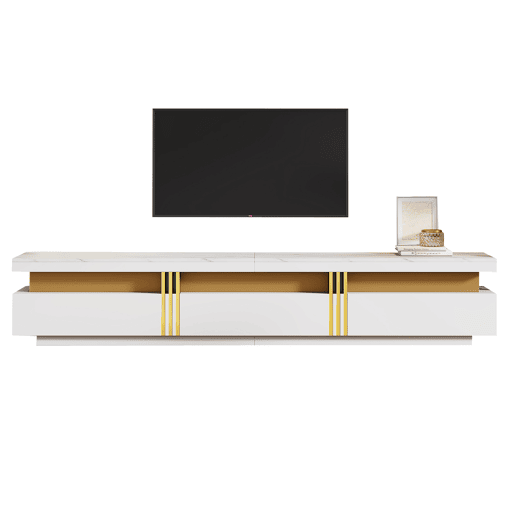 Móvel de TV 200 cm de painel de partículas com 3 gavetas,branco