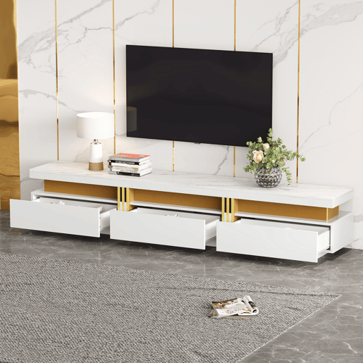 Móvel de TV 200 cm de painel de partículas com 3 gavetas,branco