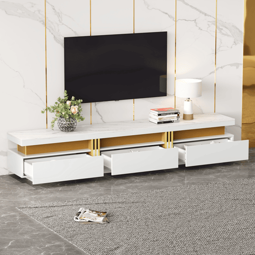 Móvel de TV 200 cm de painel de partículas com 3 gavetas,branco