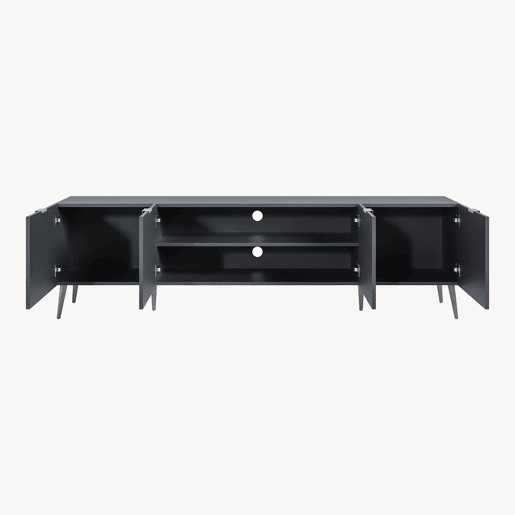 Mesa TV Nand com 4 portas 180x35x51 cm Preto en.casa