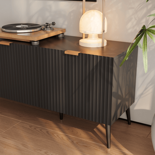 Mesa TV Nand com 4 portas 180x35x51 cm Preto en.casa