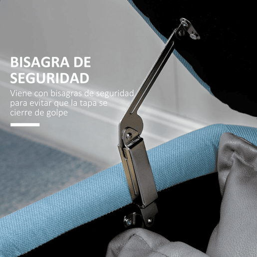 HOMCOM Banco de Armazenamento Estofado em Linho com Tampa Abatível e Pés de Aço para Dormitório Sala de Estar Entrada Carga Máxima 150kg 101x38,5x44,5 cm Azul Claro