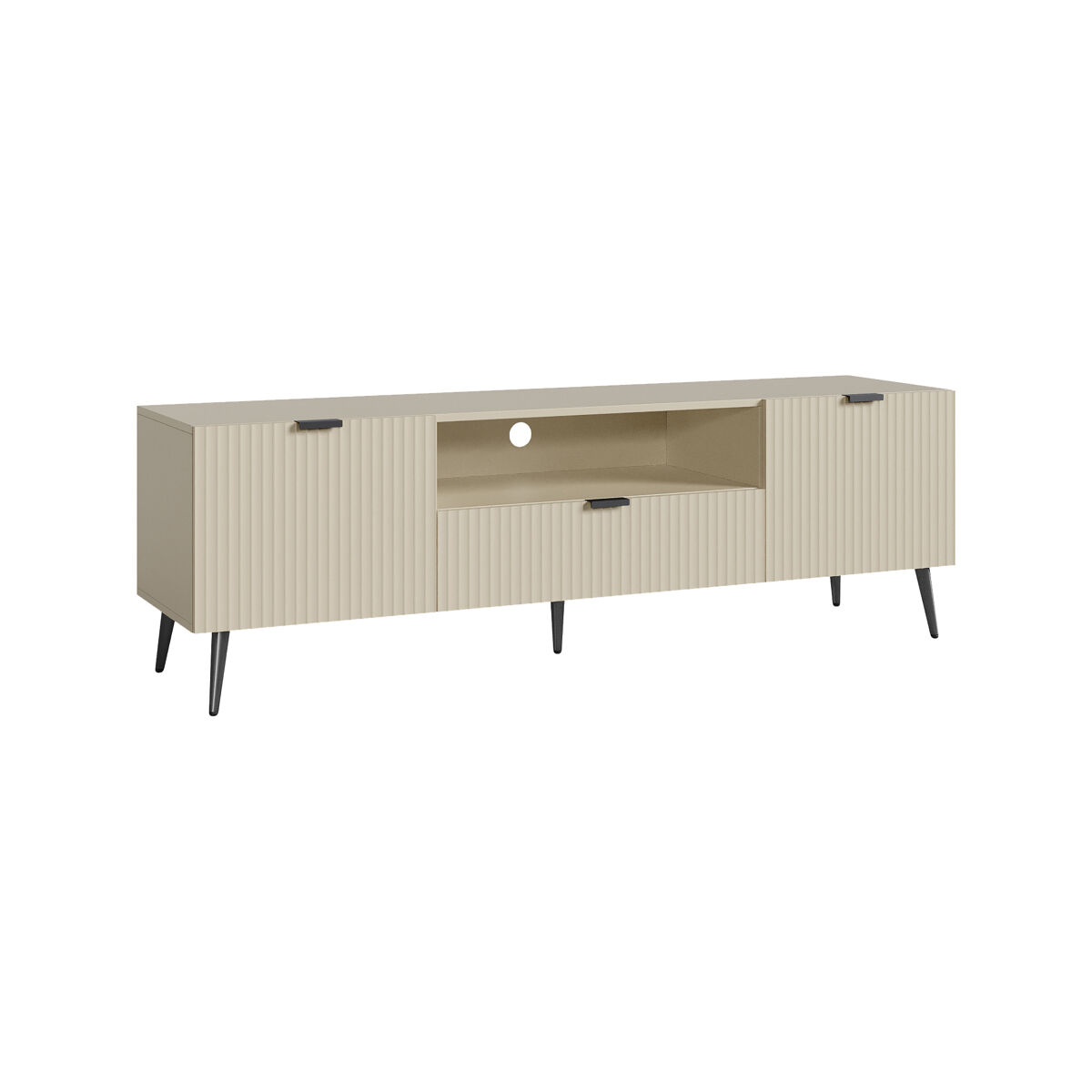 Mesa de tv nand con puertas y cajón 160x40x51cm - color arena [en.casa]