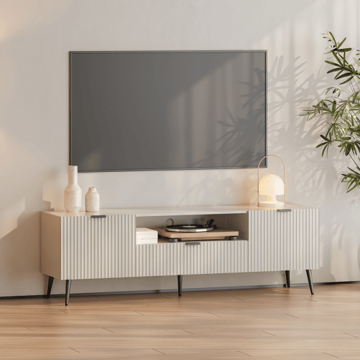 Mesa TV Nand com gaveta e 2 portas 160x40x51 cm cor de areia en.casa