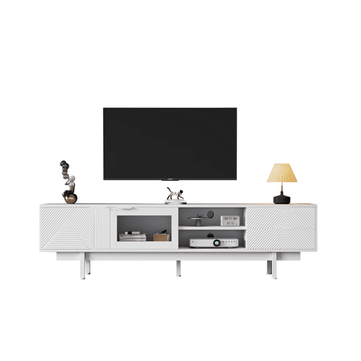 Móvel de TV 200 cm de painel de partículas com 2 portas e 2 gavetas,branco
