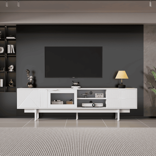 Móvel de TV 200 cm de painel de partículas com 2 portas e 2 gavetas,branco