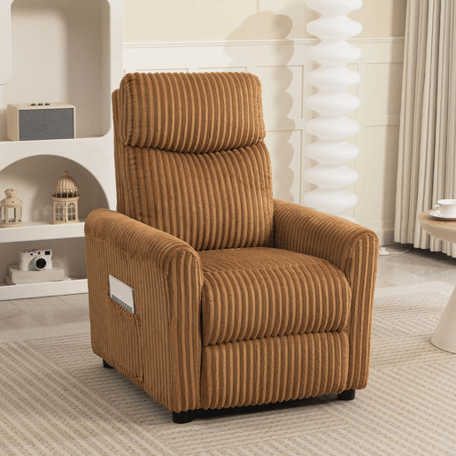 HOMCOM Poltrona Relax Reclinável Poltrona Reclinável Manual Estofada em Veludo Instalação Rápida Apoio para Pés Acolchoamento Grosso Para Sala de Estar Quarto Escritório 73x86x100 cm Marrom