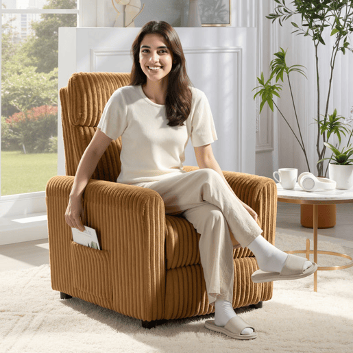 HOMCOM Poltrona Relax Reclinável Poltrona Reclinável Manual Estofada em Veludo Instalação Rápida Apoio para Pés Acolchoamento Grosso Para Sala de Estar Quarto Escritório 73x86x100 cm Marrom