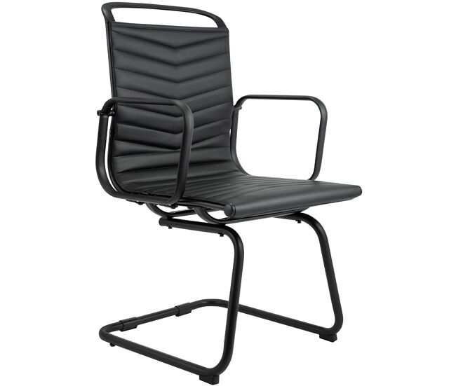 Silla Cantilever Tomkin de cuero sintético Simil cuero Negro 60X54X95 cm