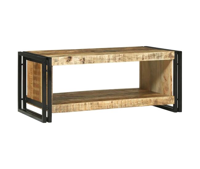 Mesa de café 90 x 50 x 38 cm madera maciza de mango rugosa