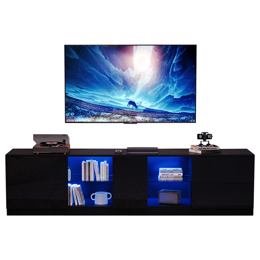 Móvel de TV 160 cm de mdf com 1 porta,2 gavetas e luz led,preto