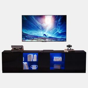 Móvel de TV 160 cm de mdf com 1 porta,2 gavetas e luz led,preto