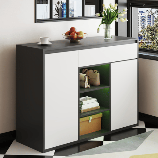 Sapateira 105x39,5x86 cm - 2 portas, 1 gaveta, prateleira ajustável - Preto e Branco