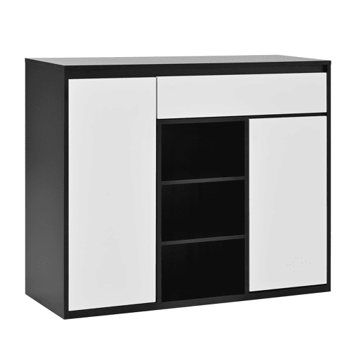 Sapateira 105x39,5x86 cm - 2 portas, 1 gaveta, prateleira ajustável - Preto e Branco