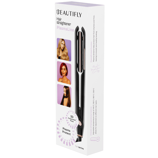 Beautifly Prancha de Cabelo Cerâmica PlasmaLine 50W Preta com Display LED