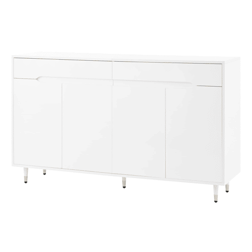 Sapateira moderna - 2 portas e 2 gavetas com prateleiras ajustáveis, pés dourados, capacidade para 18-24 pares - cor dourada e branca