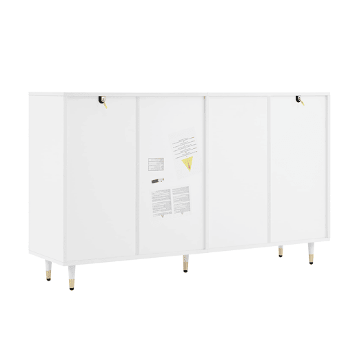 Sapateira moderna - 2 portas e 2 gavetas com prateleiras ajustáveis, pés dourados, capacidade para 18-24 pares - cor dourada e branca