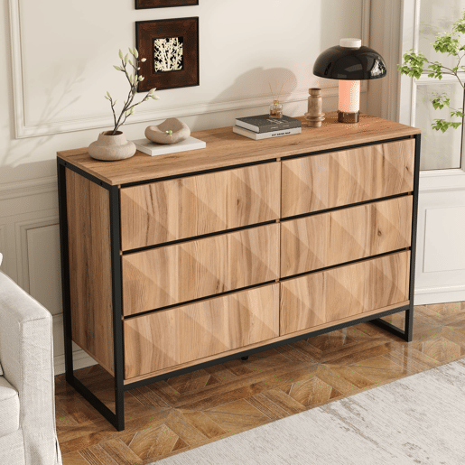 Aparador e cómoda 120x40x85 cm - Combinação de preto e madeira natural, portas elevadas - Preto, Natural Aparador e cómoda 120x40x85 cm - Combinação de preto e madeira natural, portas elevadas - Preto, Natural