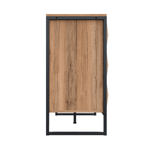 Aparador e cómoda 120x40x85 cm - Combinação de preto e madeira natural, portas elevadas - Preto, Natural Aparador e cómoda 120x40x85 cm - Combinação de preto e madeira natural, portas elevadas - Preto, Natural