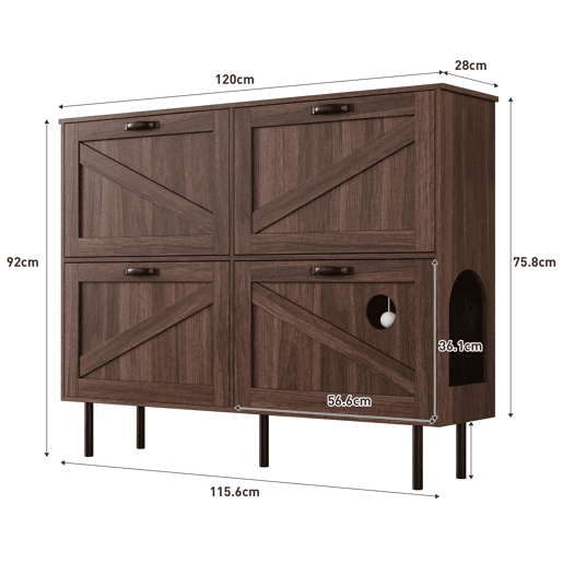 Sapateira estreita com 3 portas - Estante para brinquedos de animais de estimação, estante para sapatos, para corredor - Nogueira natural