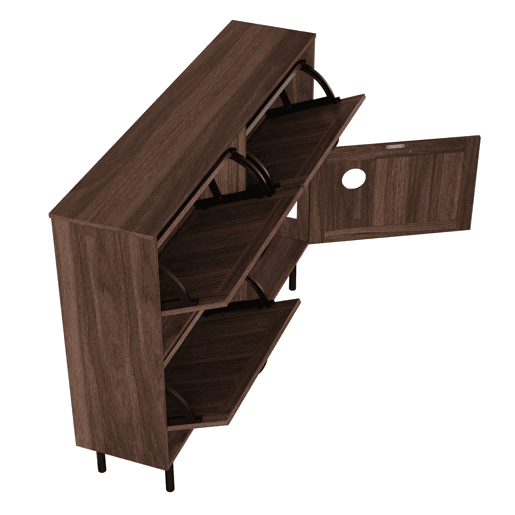 Sapateira estreita com 3 portas - Estante para brinquedos de animais de estimação, estante para sapatos, para corredor - Nogueira natural