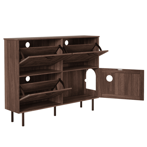 Sapateira estreita com 3 portas - Estante para brinquedos de animais de estimação, estante para sapatos, para corredor - Nogueira natural
