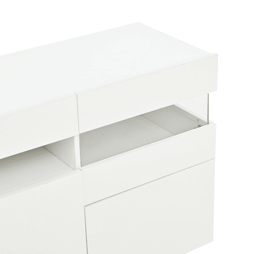 Aparador 140x40,5x66,5 cm - 3 portas, com LED, 7 prateleiras, branco