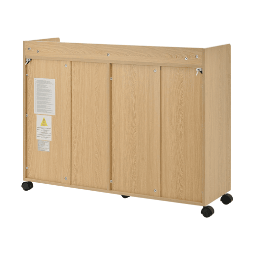 Sapateiro móvel 110x35x86 cm - Com rodas universais com travão, prateleiras ajustáveis, dobradiça amortecida - Natural