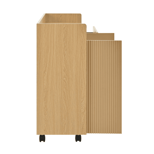 Sapateiro móvel 110x35x86 cm - Com rodas universais com travão, prateleiras ajustáveis, dobradiça amortecida - Natural